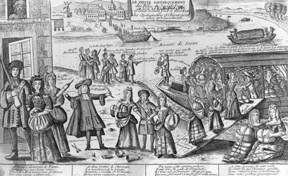 Der traurige Aufbruch der Prostituierten von Paris zu den französischen Kolonien von New Orleans und ihre Abschiede von ihren Ärzten, Apothekern und Liebhabern